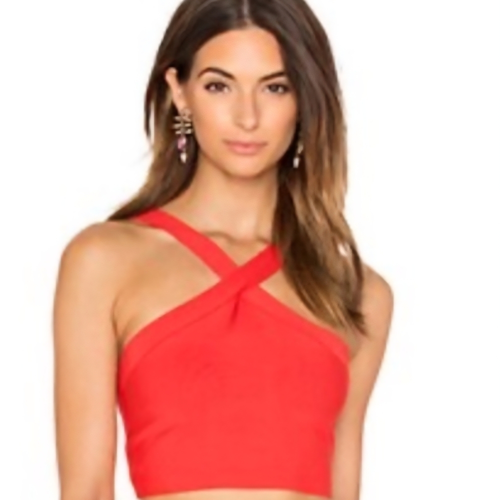 BCBGMaxAzria Red Cross-Front Tank Top